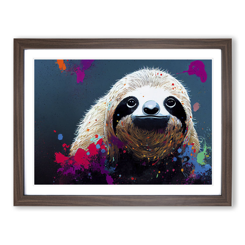 Sloth Splash Vol.1 Abstract - Framed Print, 25cm H x 34cm W x 2cm D, Walnut