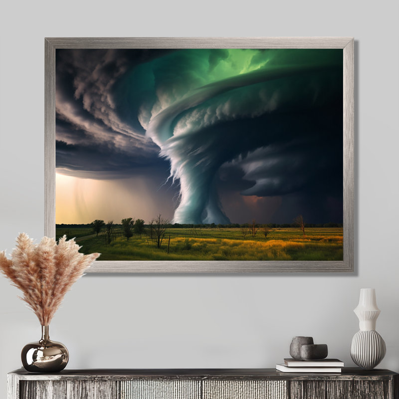 Tempête tornade symphonique - tempêtes, reproduction sur toile, Cadre simple argenté, H 16 po x l 32 po x P 1 po