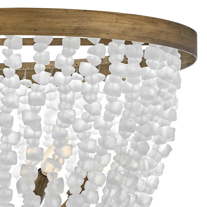 Dune Six-Light Hand-Strung Sea Glass Single Tier Chandelier