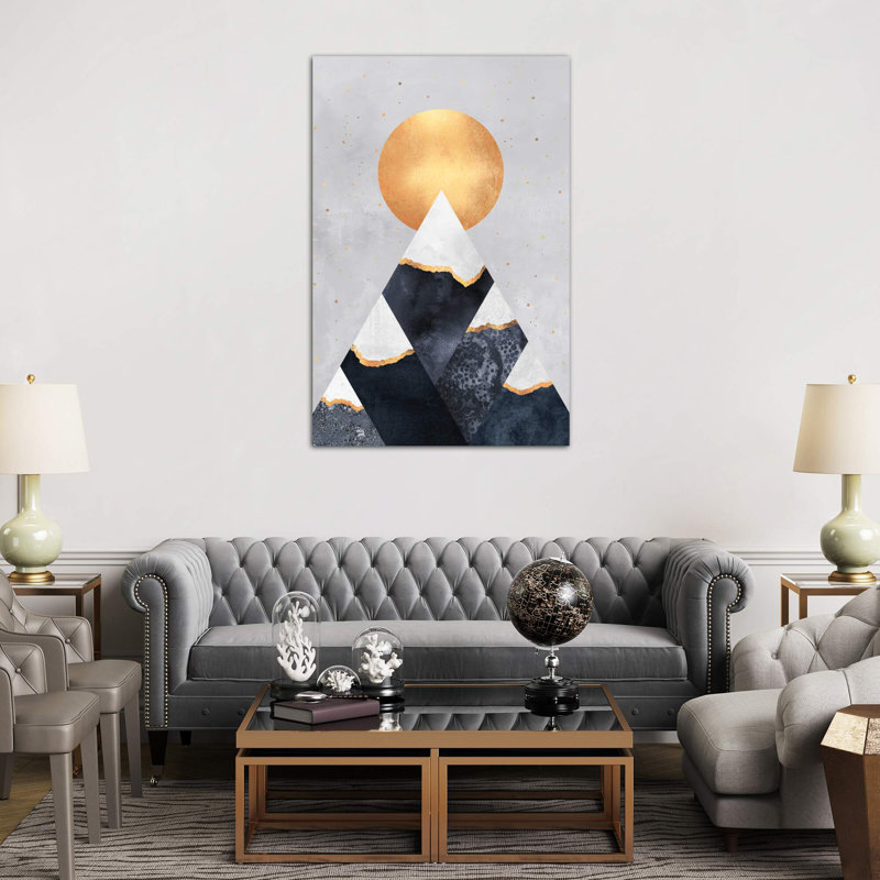 Winter Mountains - Print on Canvas, 152.5 cm H x 101.5 cm W, Black Framed