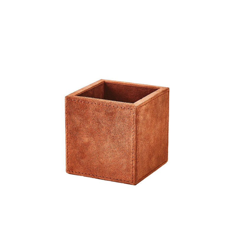 Posh Pencil Cup-Rust Suede, Tan