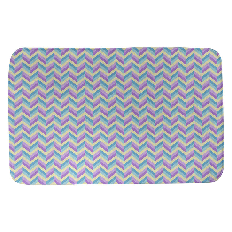 Leffel Memory Foam Non-Slip Bath Rug, 17" W x 24" L, Mint/Brown