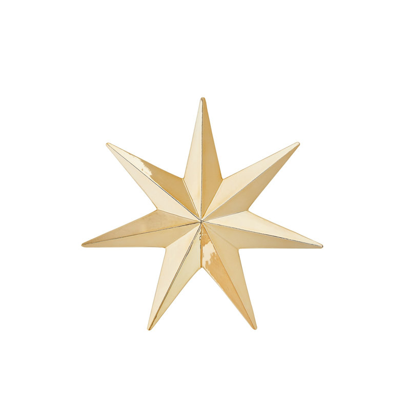 Stellar Handmade Ceramic Wall Decor, 12" H x 12" W x 2.5" D, Gold