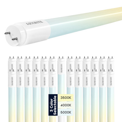 Luxrite 4FT T8 LED Tube Light, 13W=32W, 3 Color Option, Single And Double End Powered, 1950 Lumens, F32T8 12 Pack -  LR34237-12PK