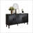 60" Premium Rustic American Farmhouse Credenza In Elegant Black - Symmetrical Sunburst Door Design, Heavy-Duty TV Stand With Adjustable Shelves, Black Wood Storage Cabinet-2069196570