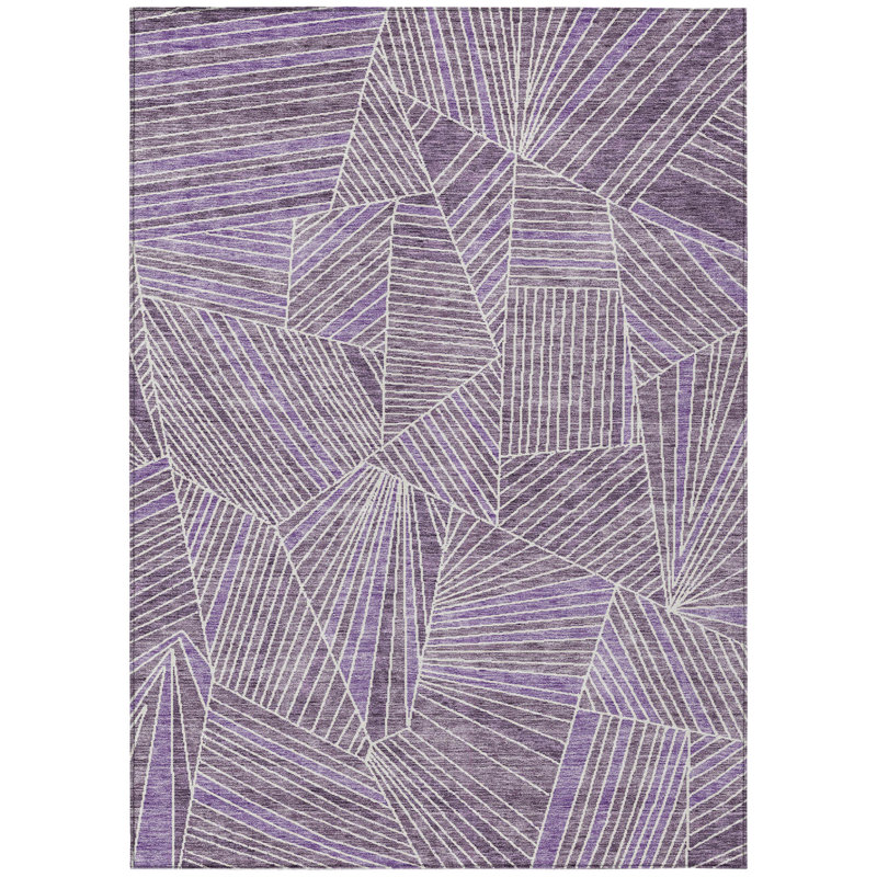 Tapis intérieur / extérieur lavable 8 pi x 10 pi mauve et ivoire