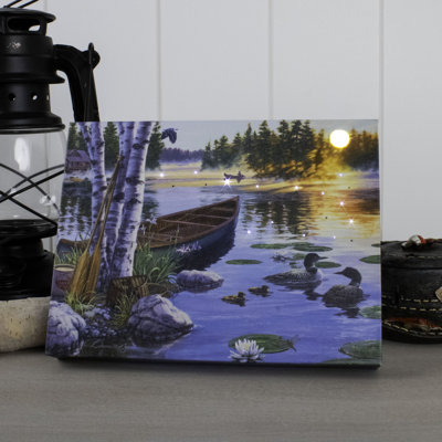 Matinée sur le lac, toile de table éclairée 8 x 6
