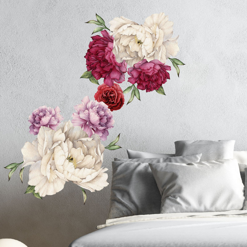 Décalcomanie murale fleurs pivoines rétro, Petit
