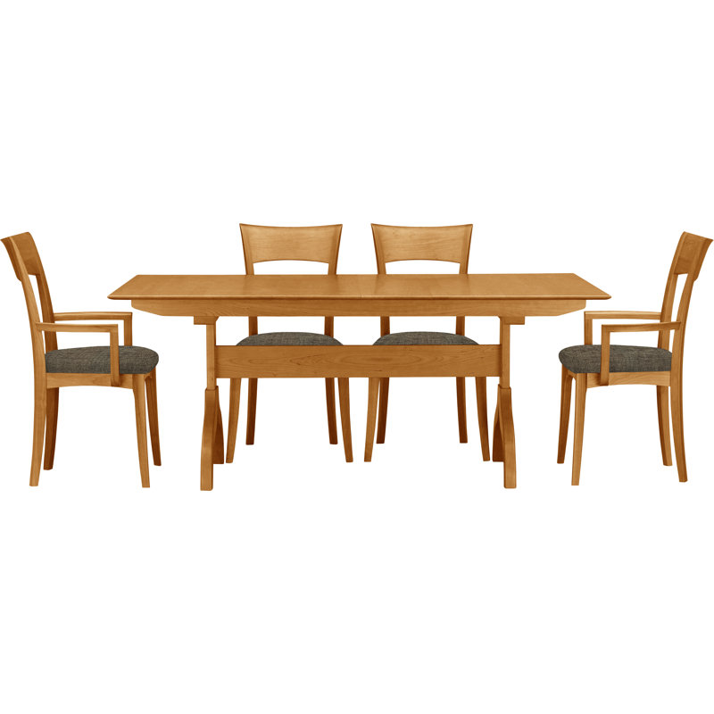 Sarah 5 - Piece Dining Set, Natural Cherry, Coffee Leather