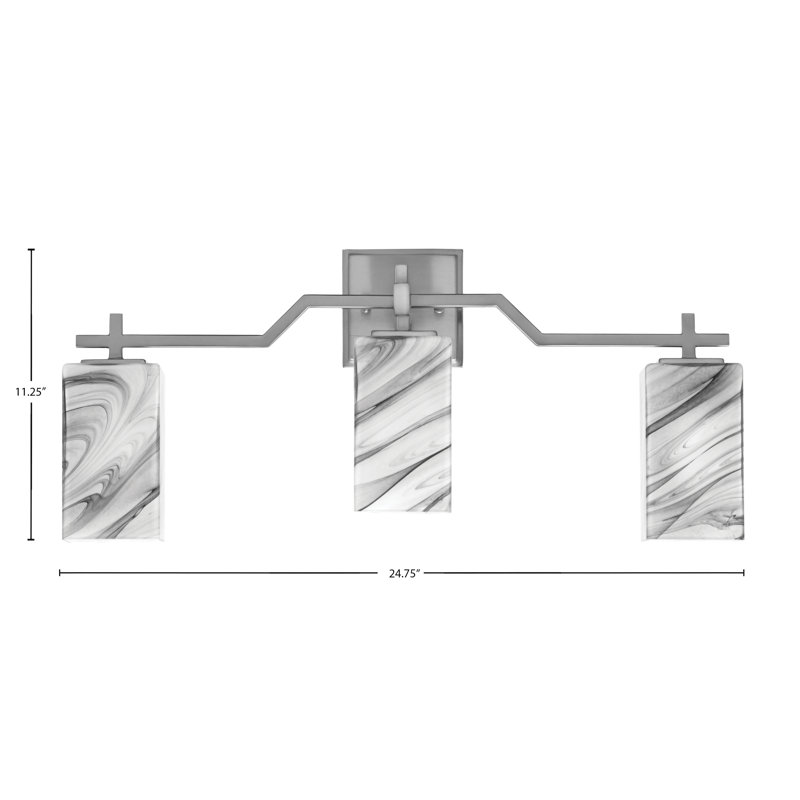 Corbin 3 Light Bath Bar With Glass, Nickel