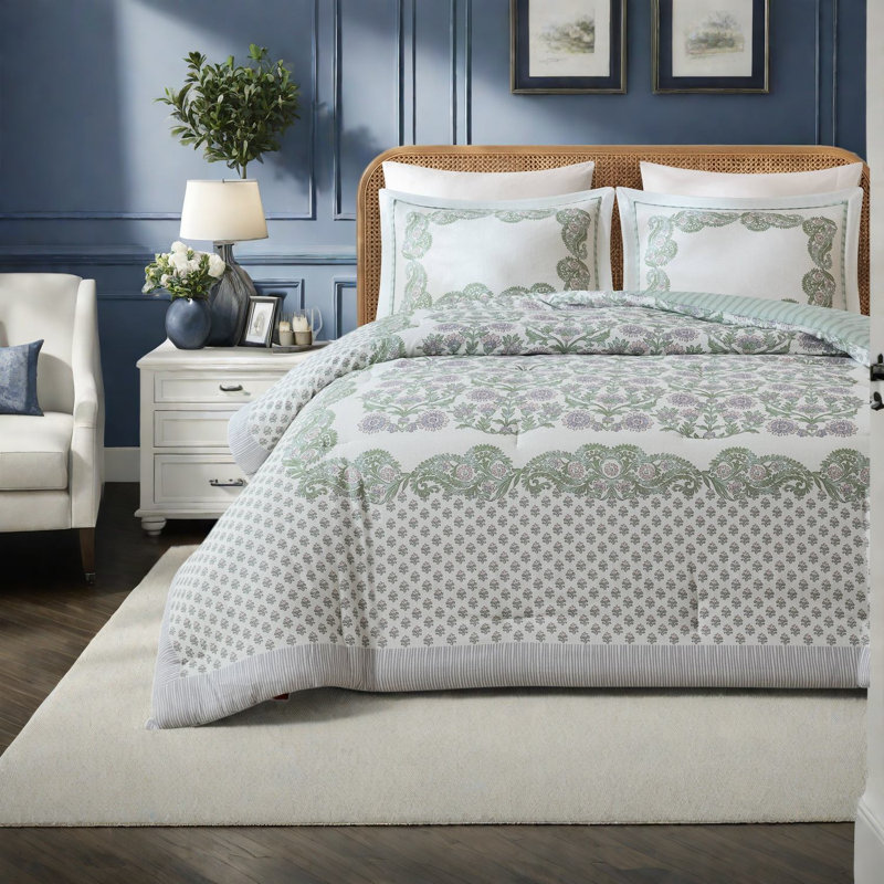-Piece Bedding Sets, King Cal King Cotton Rich Floral Comforter, Home