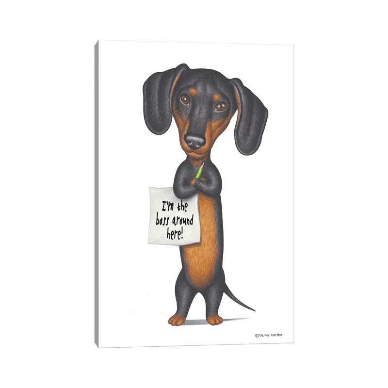 Dachshund I'm The Boss by Danny Gordon - Wrapped Canvas Print