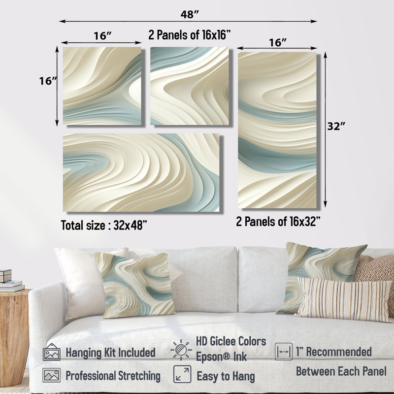Sculptural Simplicity - Beige, art mural 4 pièces, Toile tendue, Ne s’applique pas