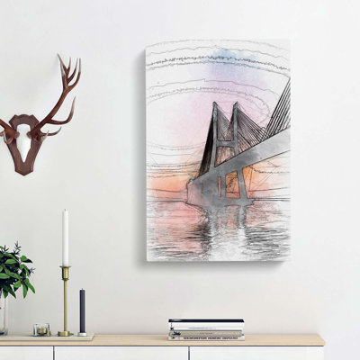 Vasco Da Gama Bridge In Portugal Abstract Art - Wrapped Canvas Print