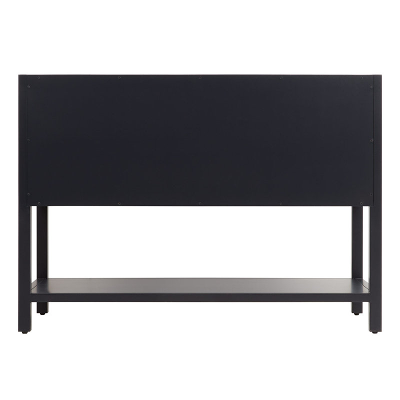 48" Midnight Navy Mahogany Single Bathroom Vanity with Carrara Marble Top