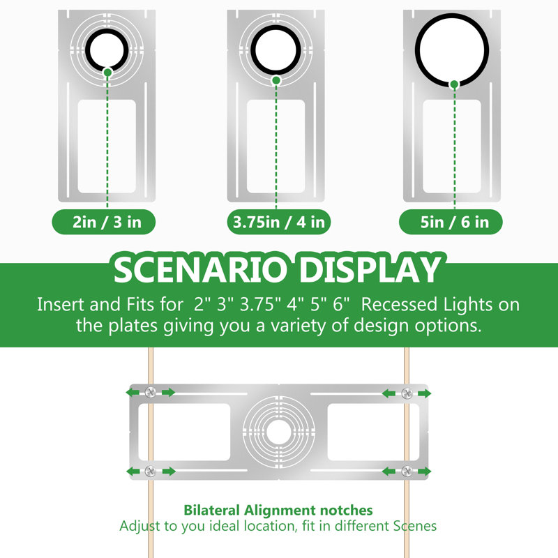 48-Pack New Construction Mounting Plate 2" 3" 3.75" 4" 5" 6" LED Recessed Light Downlight Mounting Plate Rough In Multi Size With Adjustable Holes, Lighting Housing Support Bracket