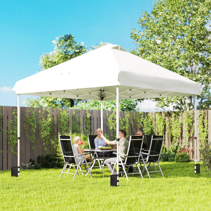 Outsunny 3 x 3 m Pop Up Gazebo with Wheels, UPF50+, One-Touch, White