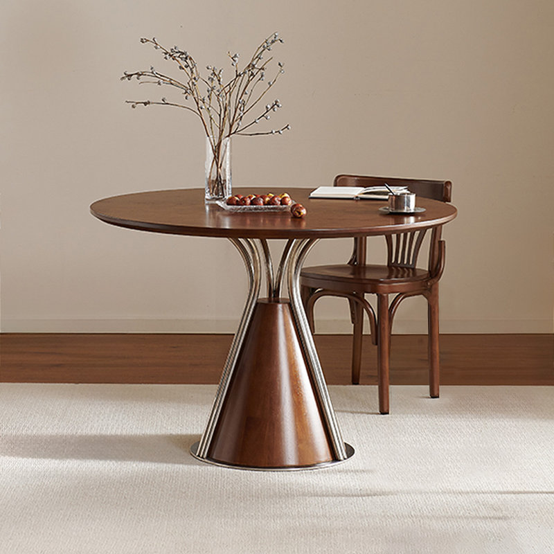 Table de salle à manger ronde en bois massif brun noisette, H 29,53 po x L 39,37 po x l 39,37 po