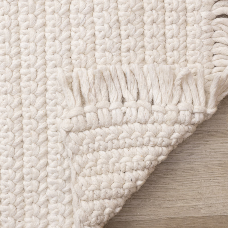 Tapis crème en laine fait à la main Dana, Rectangle 5 pi 3 po x 7 pi 7 po