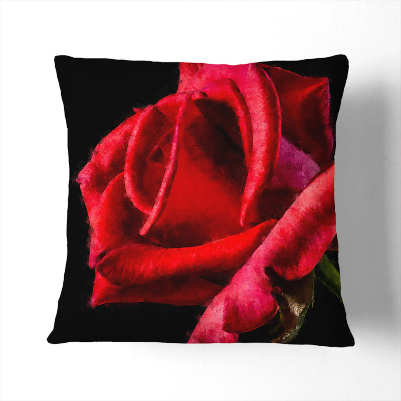 Red Rose Flower Vol.4 Painting Square Throw Cushion, 40cm H x 40cm W x 15cm D
