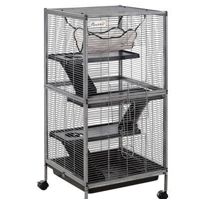 Cage à roulettes en métal pour petits animaux PawHut
