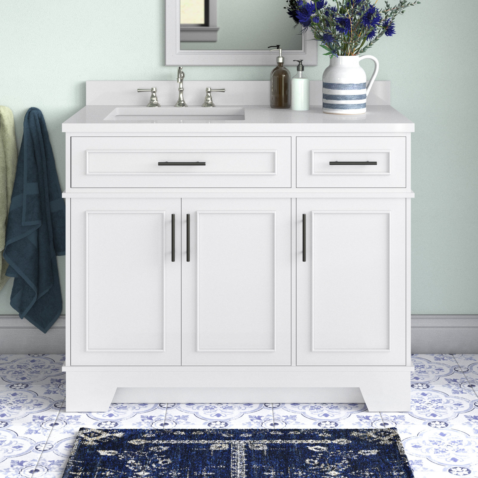 Breakwater Bay Saur 42'' Free Standing Single Bathroom Vanity with  Engineered Stone Top & Reviews