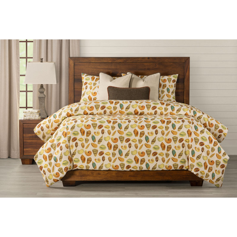 Seashell Print Duvet Cover & Insert Set, California King Duvet Cover + 2 Shams + 3 Pillows