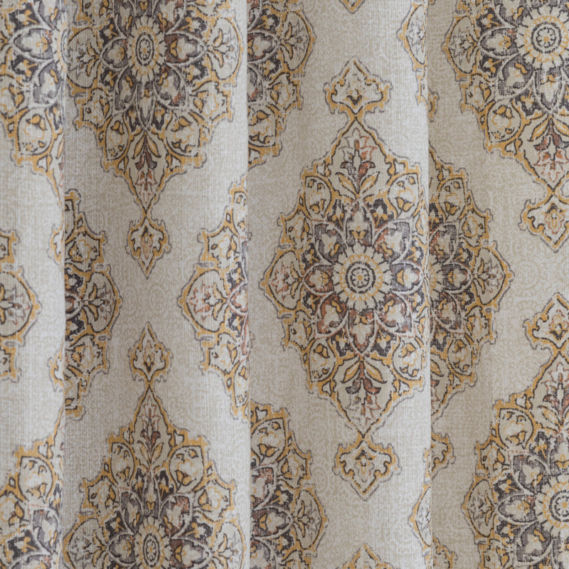 Quintara Polyester/Cotton Grommet Curtain Panel, l 50 po x L 84 po, Jaune/gris