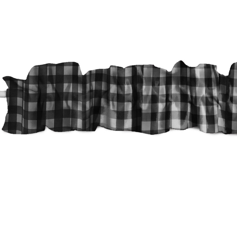 Cantonnière Gingham, L 58 po x L 5 po, Noir, noir, noir, noir