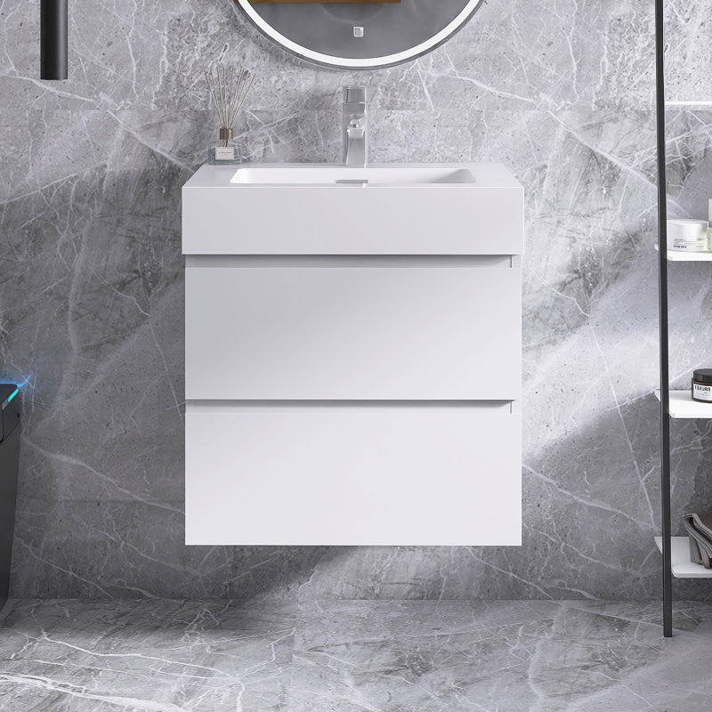 24 po Meuble-lavabo mural simple avec comptoir