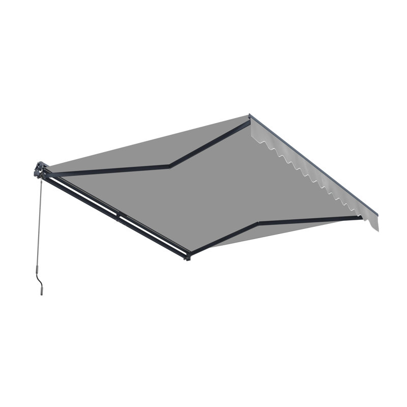 Auvent de patio semi-cassette motorisé avec lumières DEL - Collection Moroccan , Gris argenté, l 12 pi x P 10 pi