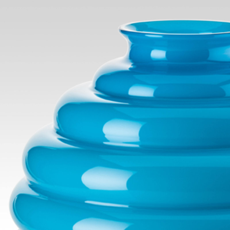 Deco Vase, 7.09" H x 6.69" W x 6.69" D, Acquamarine