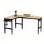 Établi en L 72 po convertible 2-en-1, table de travail en bois d'hévéa robuste de 5000 lb avec panneau perforé et prises de courant intégrées, poste de travail de garage réglable-132156342