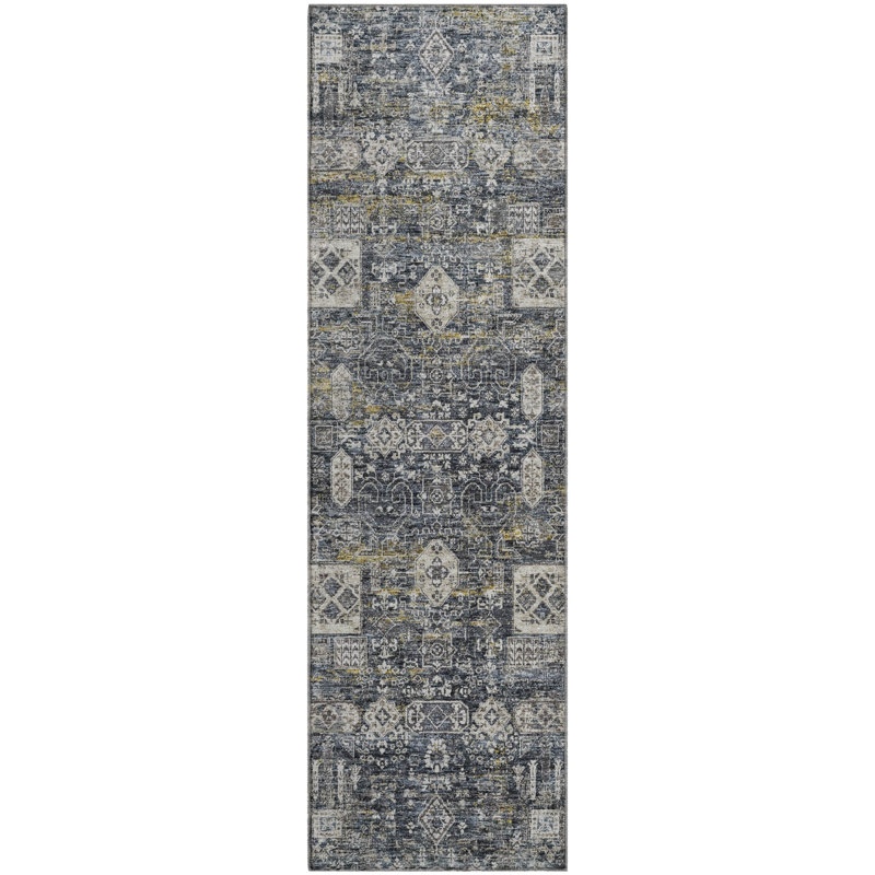 Premium Machine Washable Cerrito Charcoal Rug, Runner 2'3" x 7'6"