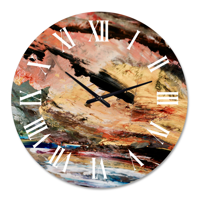 Huile sur toile texturée composition I - horloge murale moderne, Moyen