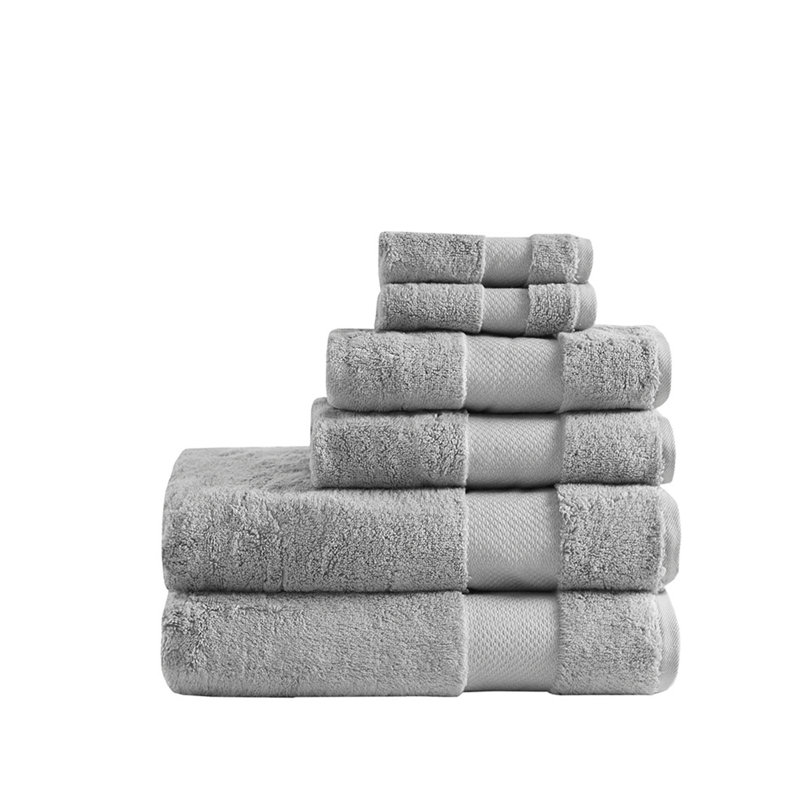 Ensemble de serviettes de bain en coton 6 pièces, Gris