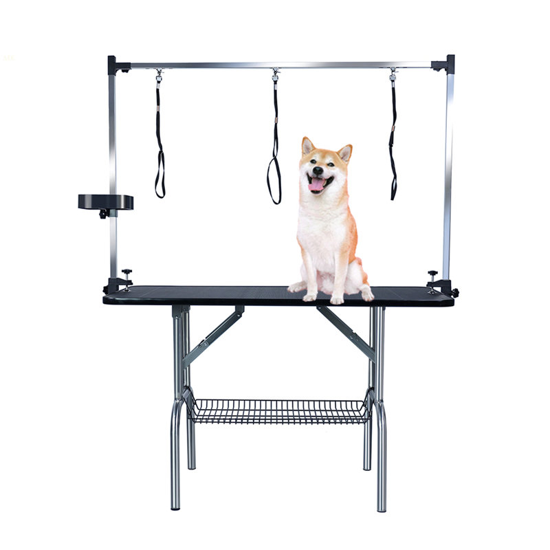 Grande table de toilettage pour chien de 47 po en acier inoxydable pliable pour chien à la maison