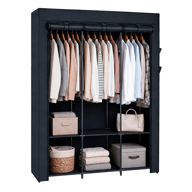 Metal Wardrobe, Black, 130cm (W)