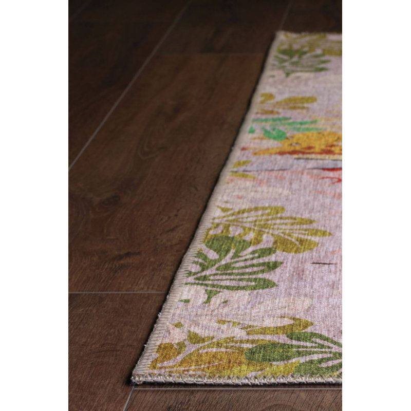 Tapis décoratif tissé à motif animalier coloré pour enfants, Rectangle 6 pi 11 po x 10 pi 3 po