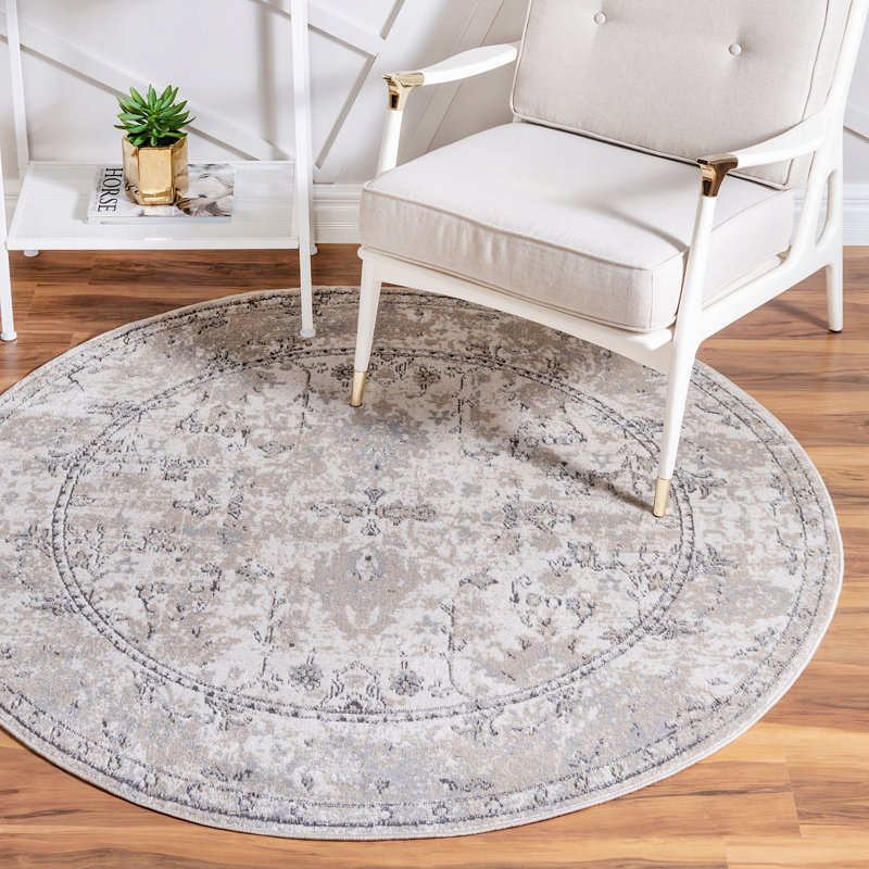 Tapis transitionnel de couleur caramel, Rond 7 pi