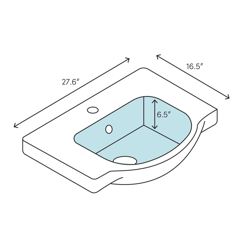Lavabo de salle de bain en forme de u avec trop-plein en céramique Flo Ceramic