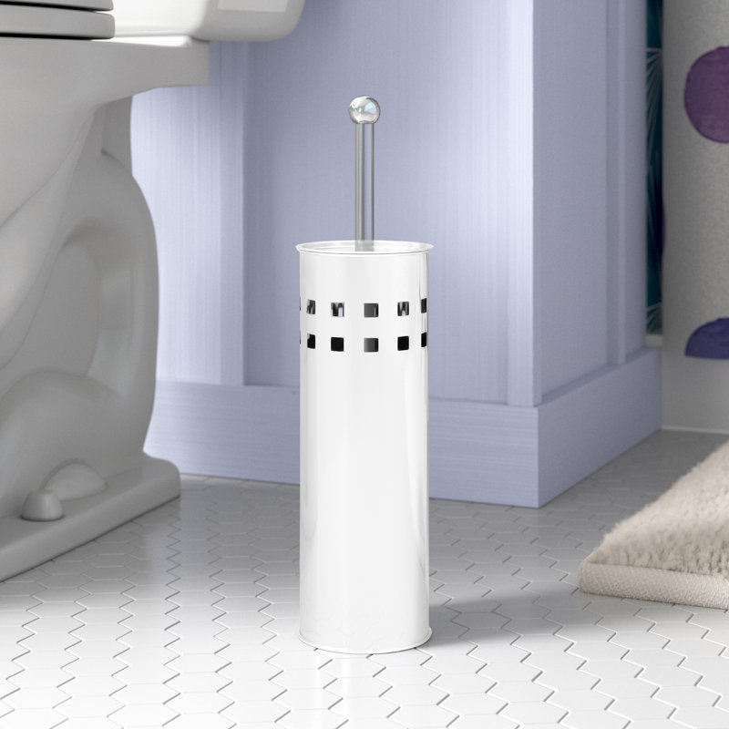 Free-Standing Toilet Brush & Holder, White
