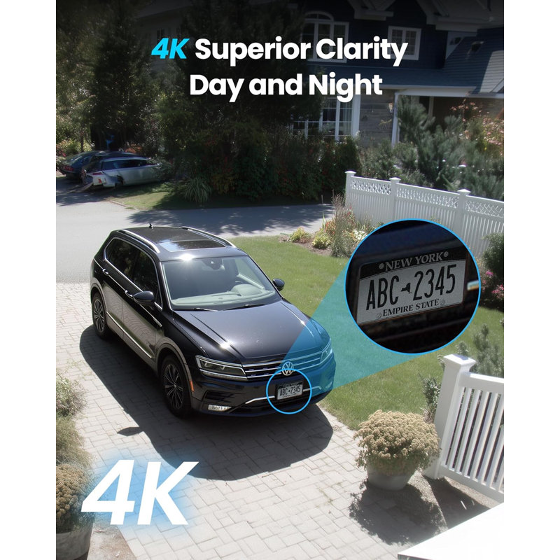 4K 16CH 360° View PoE NVR Security Camera System 4TB HDD, 8MP PoE Cameras with Human Vehicle Detection