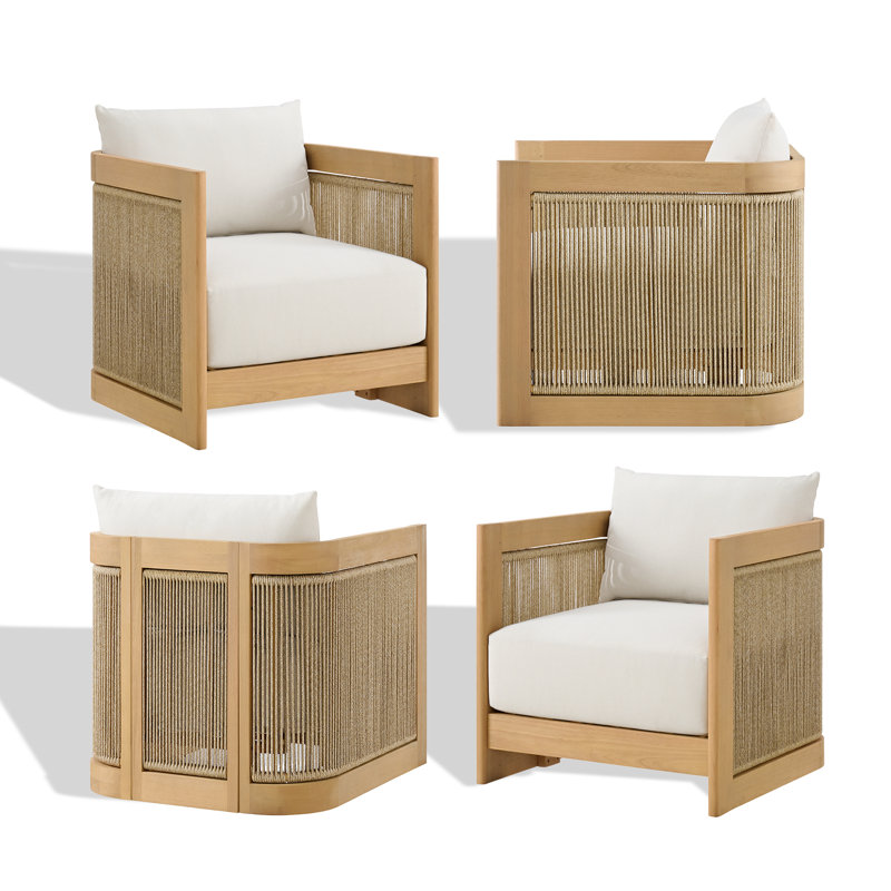 Ensemble de 4 chaises longues d'extérieur en eucalyptus huilé 27 "Cordelia