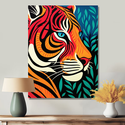 Portrait de tigre dans les bois, rétro - reproduction d'art mural tigre