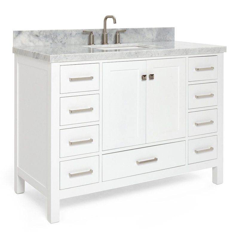 Ensemble de meuble-lavabo simple 49 po Cambridge, Blanc, Rectangular