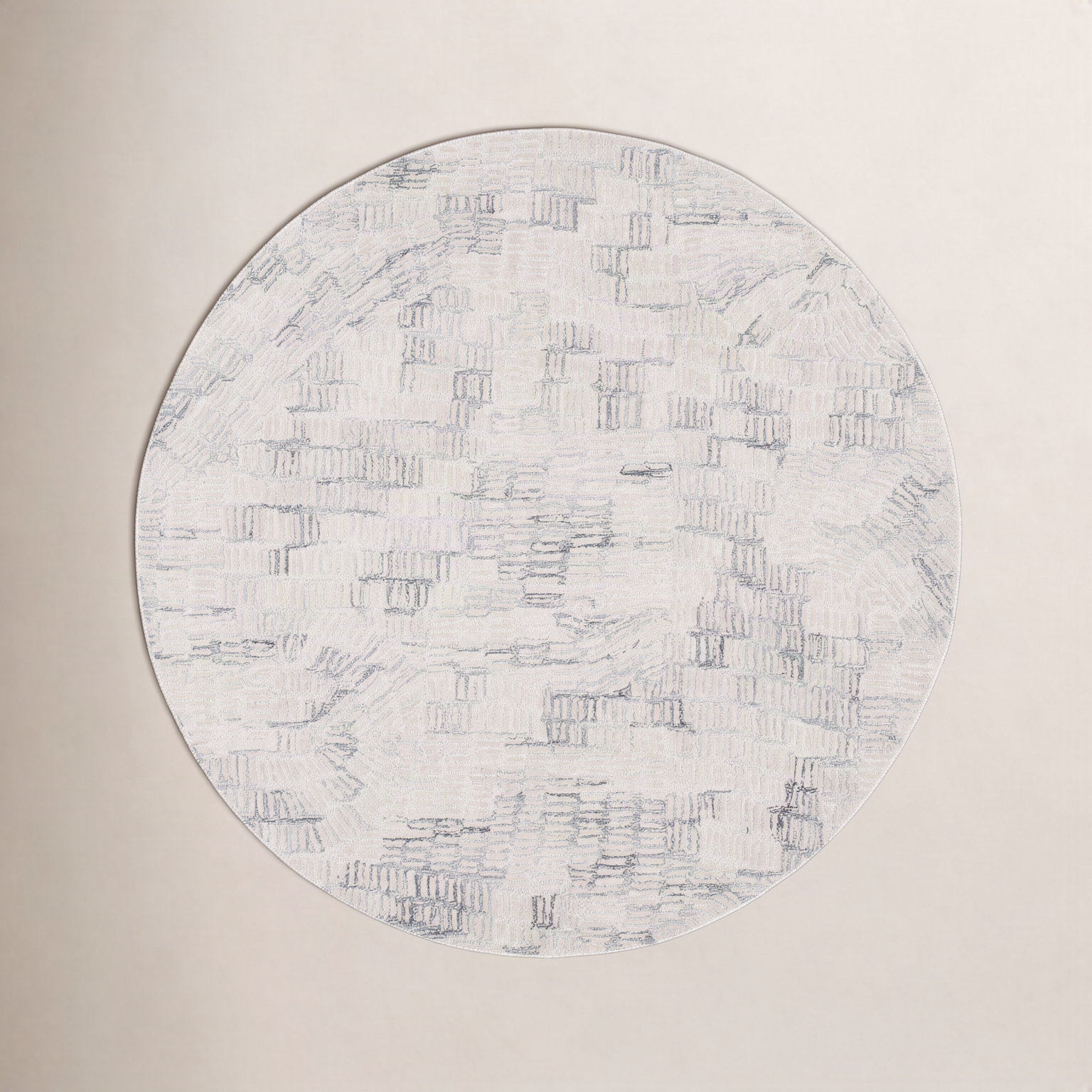 Audrina Gray Ivory Hand-Tufted Abstract Rug, Round 6'