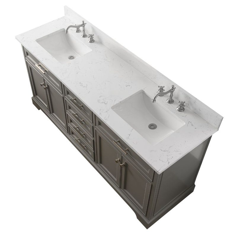 Thompson 72" W Double Bathroom Vanity, Gray/Brushed Nickel