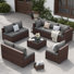 Ensemble de conversation modulaire en rotin 9 pièces avec coussins 9 pièces