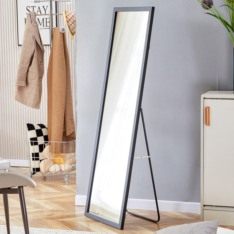 Miroir plein corps en bois, grand miroir sur pied